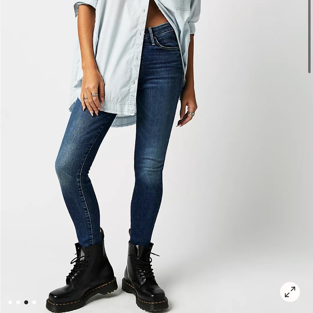 MOTHER Dark Blue Skinny Jeans